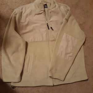 Men’s Chaps Fleece Jacket Size XL/TG Full Zip Tan Drawstring Waist LNC